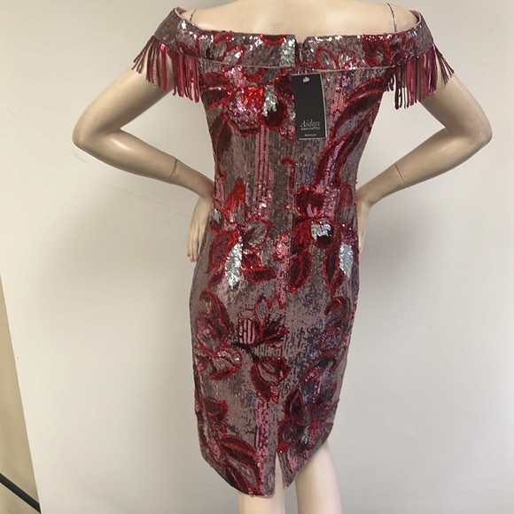 Aidan by Aidan Mattox sequins off the shoulderknee length dress - Picture 6 of 11